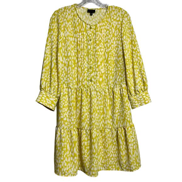 Who What Wear Yellow Leopard Print Tiered Dress - M (2842) - Picture 2 of 6